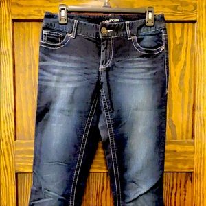 Dark wash, boot-cut jeans